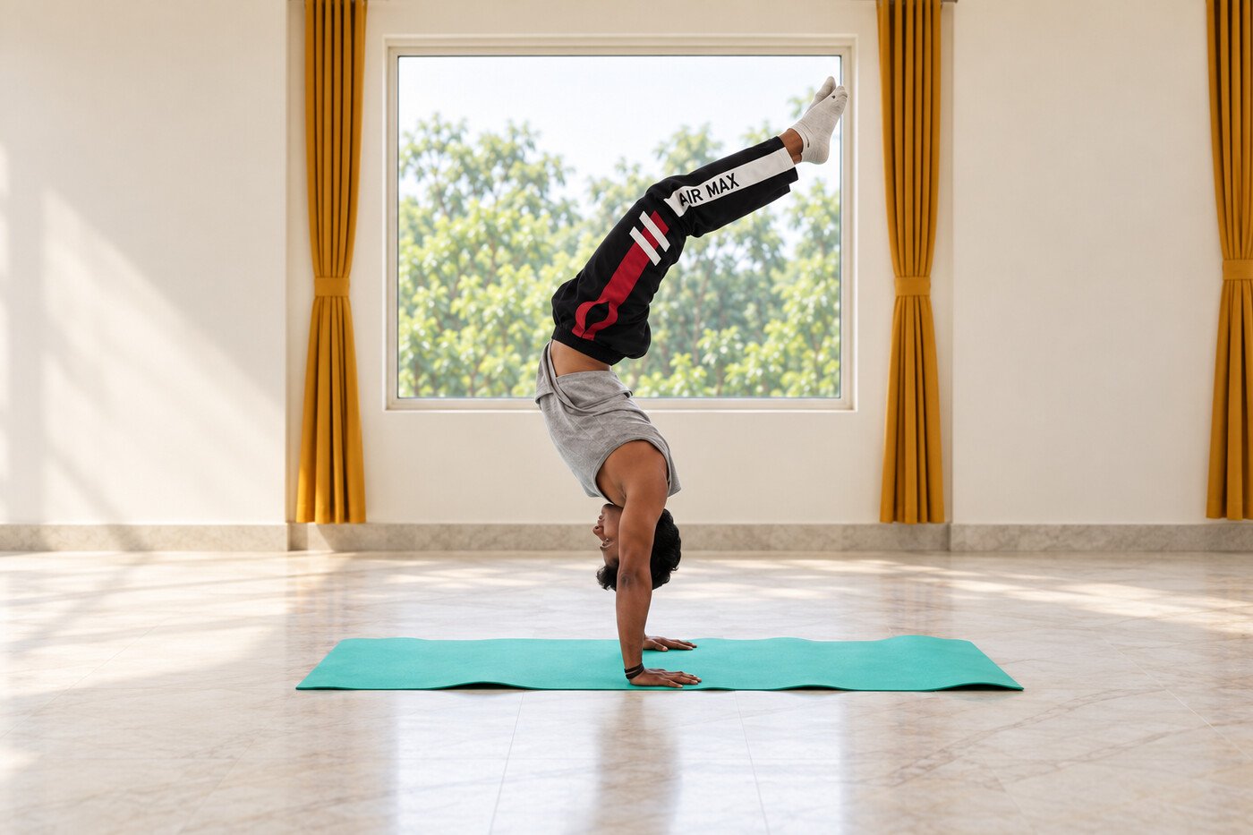 Krishna Pratap Mishra: Handstand practice