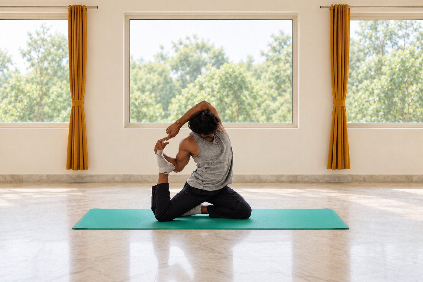 Krishna Pratap Mishra in individual yoga practice